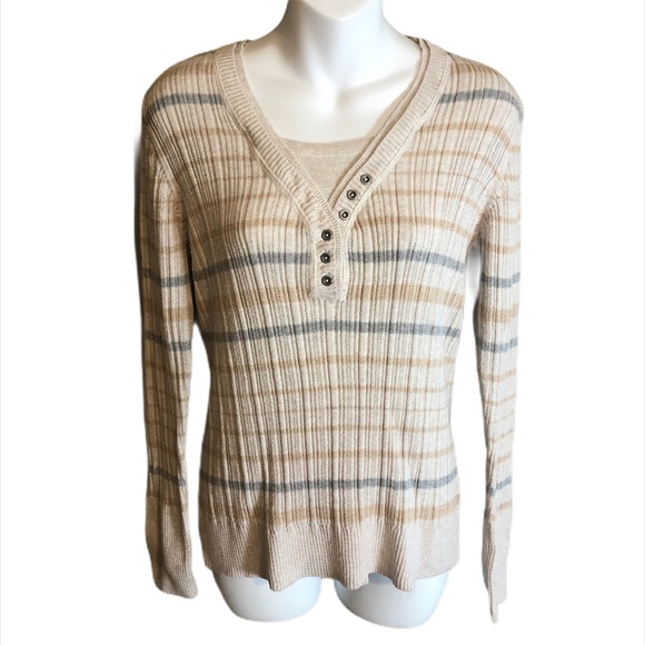 Sonoma Tops - Sonoma Long Sleeve Striped Top Size Extra Large